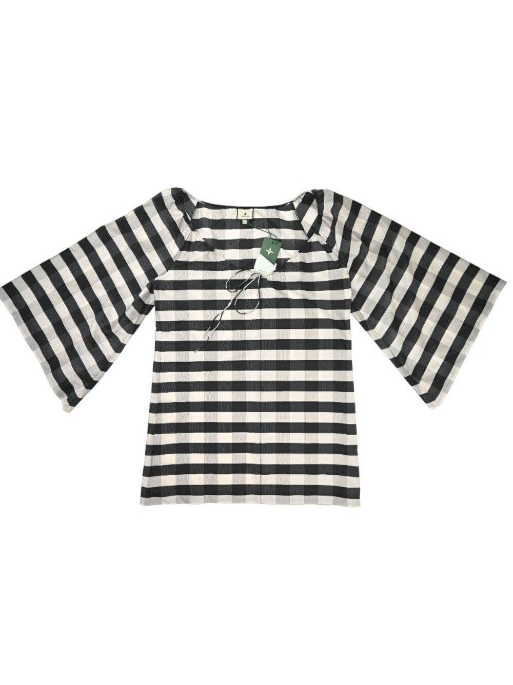 Tuckernuck Claudine Mini Caftan in Black Ivory Picnic Check